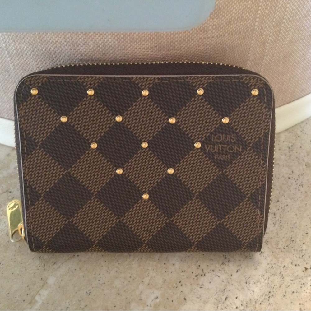 Louis Vuitton Damier Ebene Studded Zippy wallet